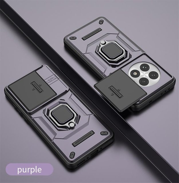 Foohly Armor Stoßfeste Schutzhülle für OnePlus 13 5G und OnePlus 13R mit Magnetischer Autohalterung und Ring in Violett/Transparent - Bild 1