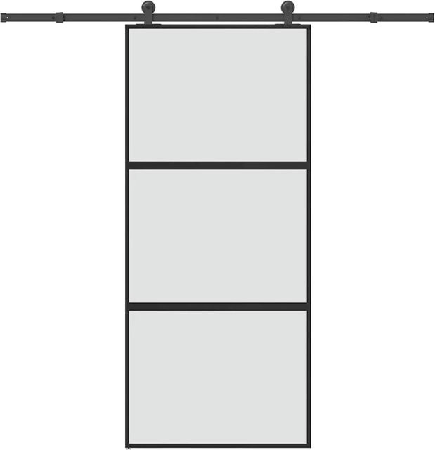 vidaXL Schiebetür aus Hartglas und Aluminium in Schwarz mit Beschlag, B: 90 cm, H: 205 cm - Bild 1