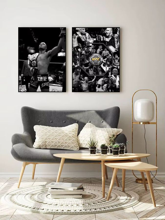 UFC Ultimate Fighting Championship Poster Selbstklebender Wandaufkleber aus wasserfestem Papier in Schwarz-Weiß - Bild 6
