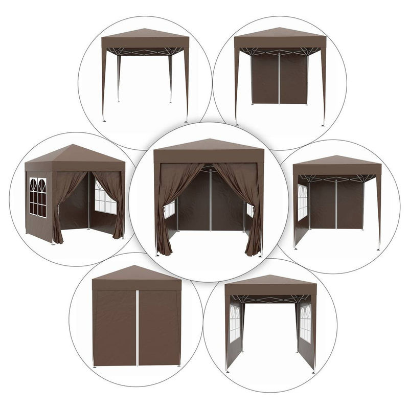 Outsunny Faltpavillon mit 4 Seitenwänden und Fenstern, UV-Schutz, Gartenzelt aus Stahl und Oxford-Gewebe, Weiß, B x T: 2 x 2 m - Bild 6