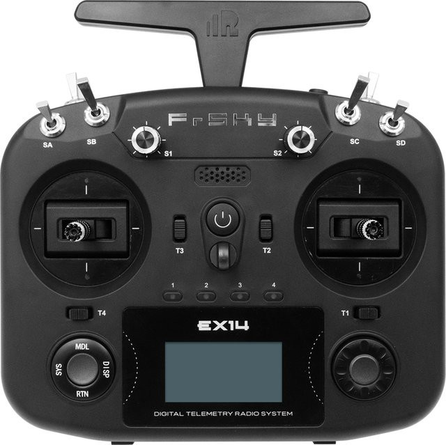 FrSky EX14 RC-Sender mit ECOS-Betriebssystem, 2,4GHz ISRM Interner RF, ACCST D16 & Access-Unterstützung, Schwarz - Bild 1