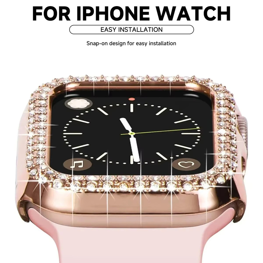 Schutzhülle für Apple Watch Serie 10, Silikon, Roségold, Diamant, Kristall, Unisex - Bild 2