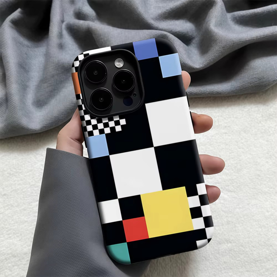 Casegame Matte Bumper MagSafe Schutzhülle für iPhone 17 16 15 Plus Pro Max mit Schachbrettmuster in Multicolour - Bild 3