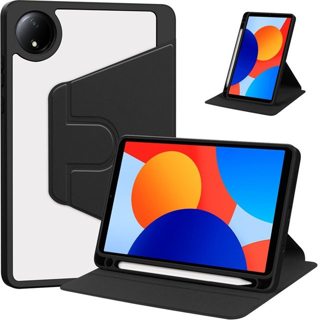 Xiaomi Redmi Pad SE 8,7 Zoll 2024 Tablet Hülle aus Acryl und PU Leder in Schwarz mit Standfunktion und Stiftschlitz - Bild 1