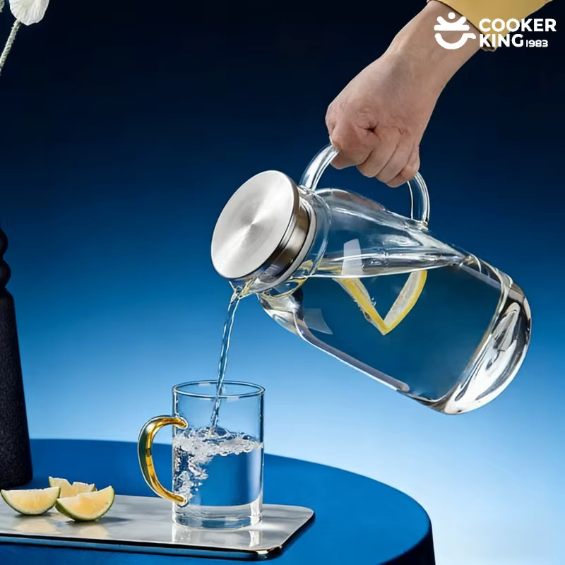 Cooker King Glas-Wasserflasche aus Borosilikatglas, transparent, 1,8 l oder 2,5 l - Bild 4