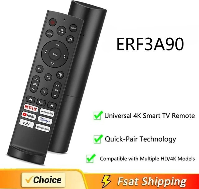 Ersatzfernbedienung ERF3A90 für Hisense Android UHD 4K ULED Smart TV in Schwarz - Bild 1