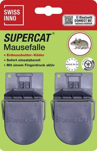Swissinno SuperCat Mausefalle mit Erdnussbutter-Köder in Schwarz, 2er-Set - Bild 1