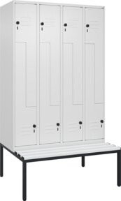 C+P Z-Spind Classic PLUS Sitzbank mit 8 Fächern und Sicherheits-Drehriegel, Farbe: Grau/Grau, B/T/H: 212,0 x 120,0 x 81,5 cm - Bild 1