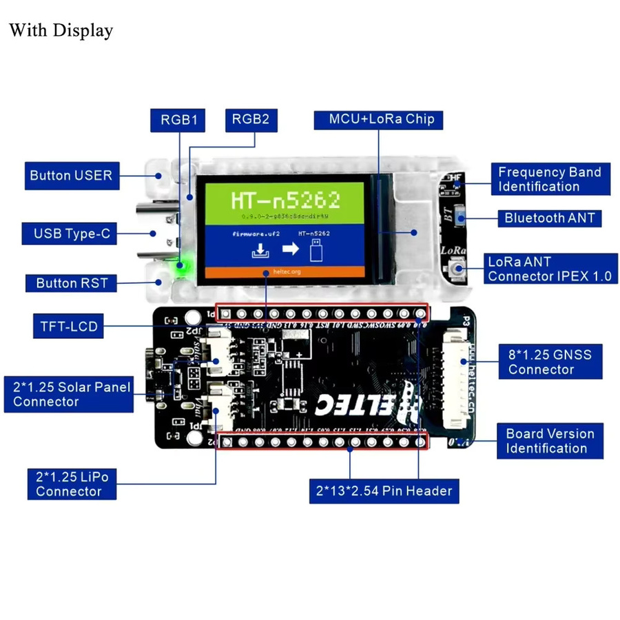 Heltec Mesh Node T114 Meshtastic Tracker Board mit nRF52840, SX1262 LoRaWAN und GPS in Schwarz inklusive 868/915 MHz Antenne - Bild 3