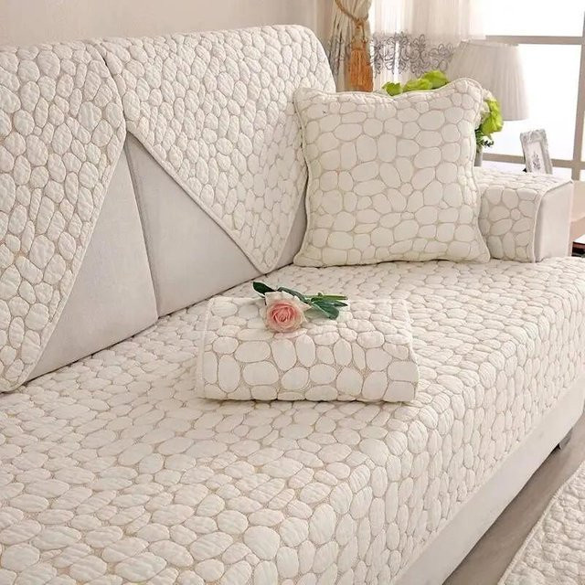Doppelseitiger Sofabezug aus Baumwolle von Super Six in Weiß und Grau, modernes Jacquard-Design für Eckcouches und Armlehnen, B/B: 110 x 110 cm - Bild 1