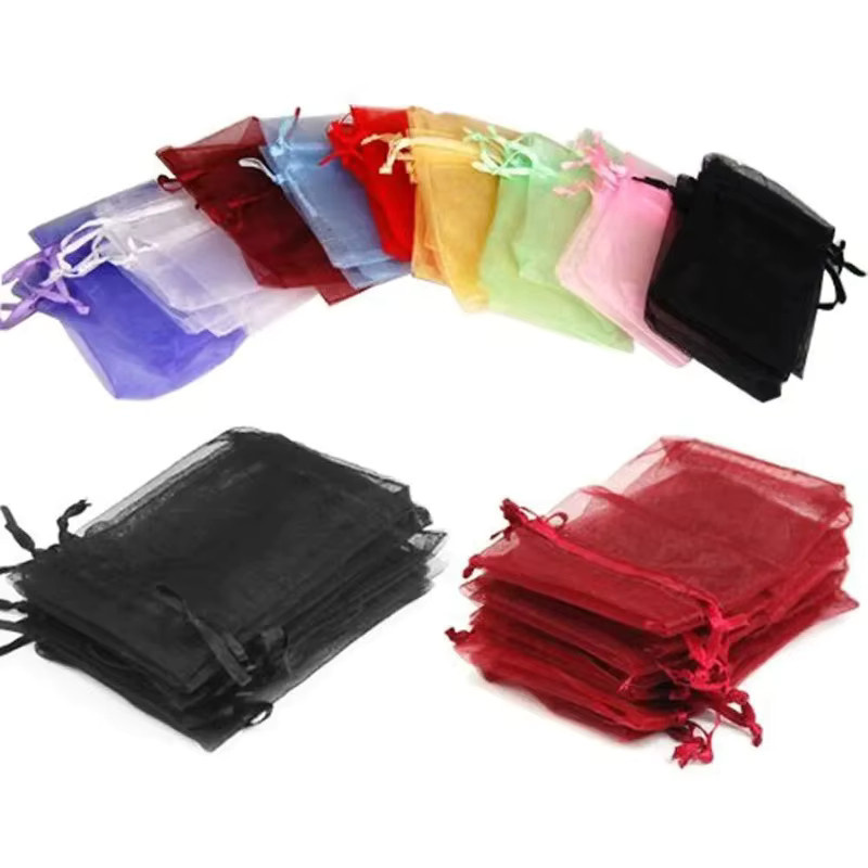 10 Stück Organza-Geschenkbeutel von merylover in Gold und Multicolour, B: 7 cm, H: 9 cm, ideal als Schmuckverpackung für Hochzeiten, Partys, Weihnachten oder Halloween - Bild 2