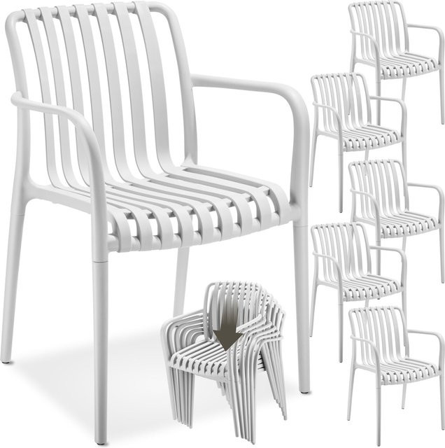 tectake Gartenstühle Alcudia 6er Set Creme, wetterfest, UV-beständig und stapelbar, B/T/H: 54,5 x 58 x 80,5 cm - Bild 1