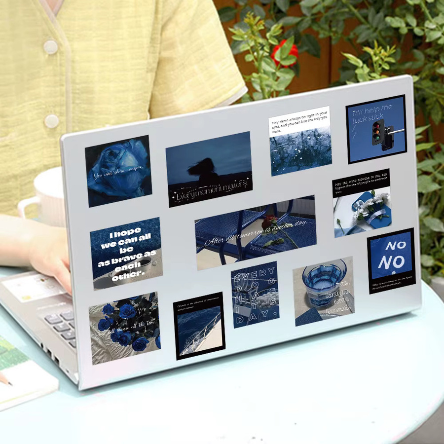 30 Stück Blue Moment Sticker Pack wasserdichte ästhetische Aufkleber in Blau für Scrapbook, Telefon und Skateboard - Bild 5