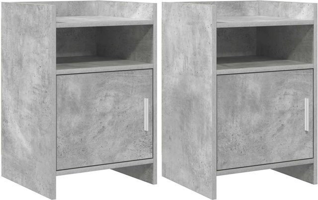 vidaXL Nachttische 2er Set Betongrau aus Holzwerkstoff B/T/H: 40 x 36 x 60 cm - Bild 1