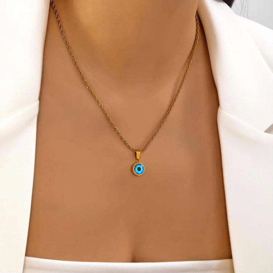 RINHOO FRIENDSHIP Halskette Edelstahl, Blau, Evil Eye, Damen - Bild 1