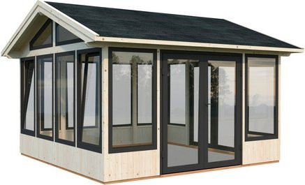 PALMAKO Pavillon Isabella aus Fichtenholz in Braun mit Satteldach, B/T/H: 465 x 465 x 315 cm - Bild 1