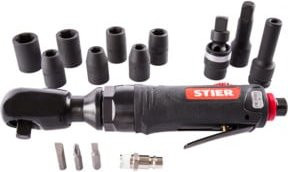STIER Druckluft-Ratsche-Set 3/8 Zoll, 14-teilig, Schwarz - Bild 1