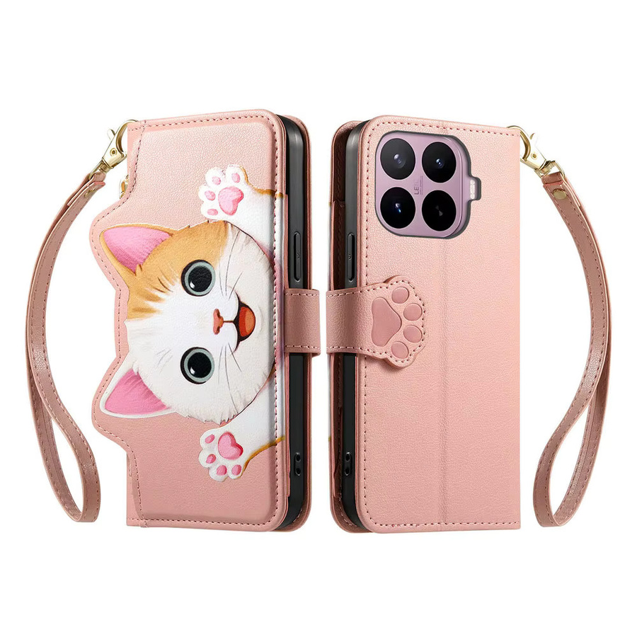Xiaomi 17T Pro 5G Handyhülle als Crossbody-Tasche mit Katzen-Design und Kartenetui in Braun - Bild 3