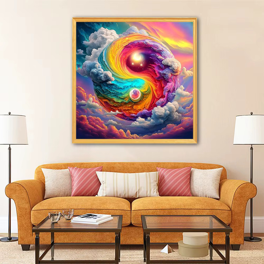 EverShine Diamantmalerei Tai Chi Wolke 5D DIY Stickerei als bunte Wanddekoration in Mehrfarbig, Durchmesser: 20 cm - Bild 3