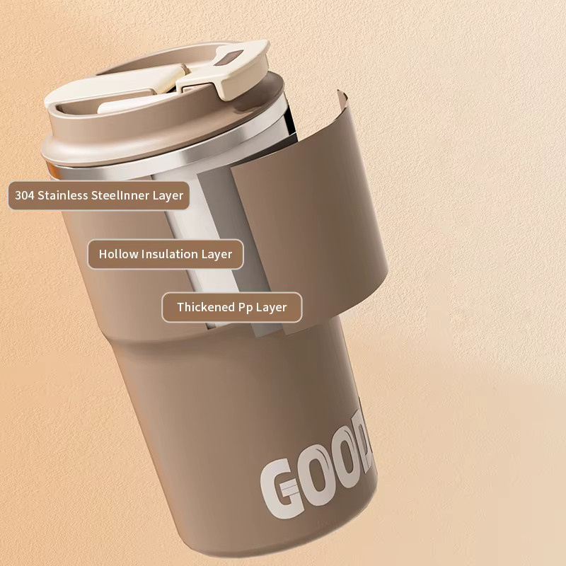 WORTHBUY Isolierter Edelstahlbecher mit Griff und Strohhalm, Doppelwandiger Thermo-Wasserbecher und Kaffeetasse, Farbe: Weiß - Bild 2