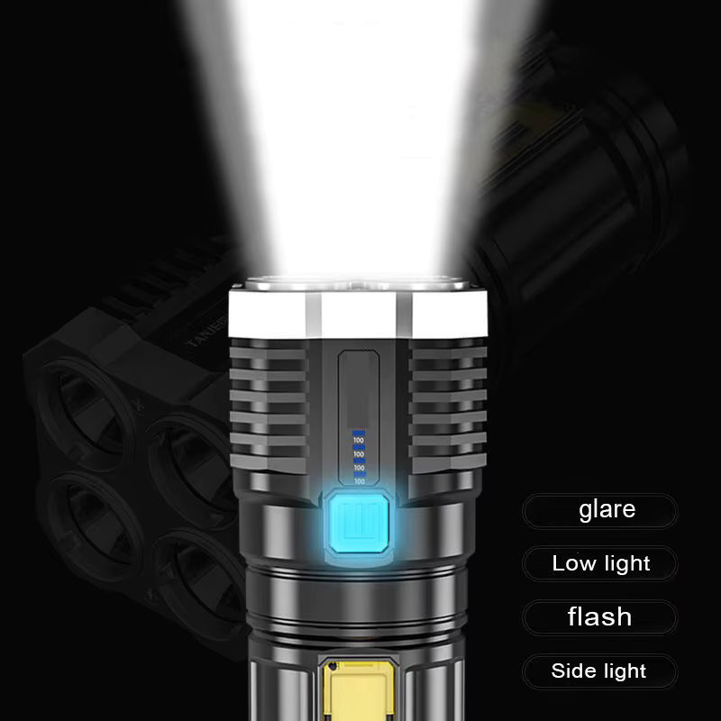 ESMARTER LED Camping-Taschenlampe in Schwarz mit COB-Seitenlicht und wiederaufladbarem Akku - Bild 4