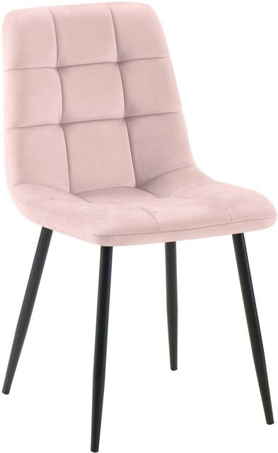 DELUKE Esszimmerstuhl FIGAD in Pink mit Samtbezug und Steppmuster, B/T/H: 45 x 55 x 84 cm - Bild 1