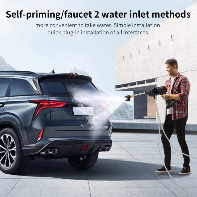 Aimo Akku-Hochdruckreiniger 60 Bar 150 W Hochleistungswaschmaschine mit 6-in-1-Spray-Düse in Schwarz - Bild 3