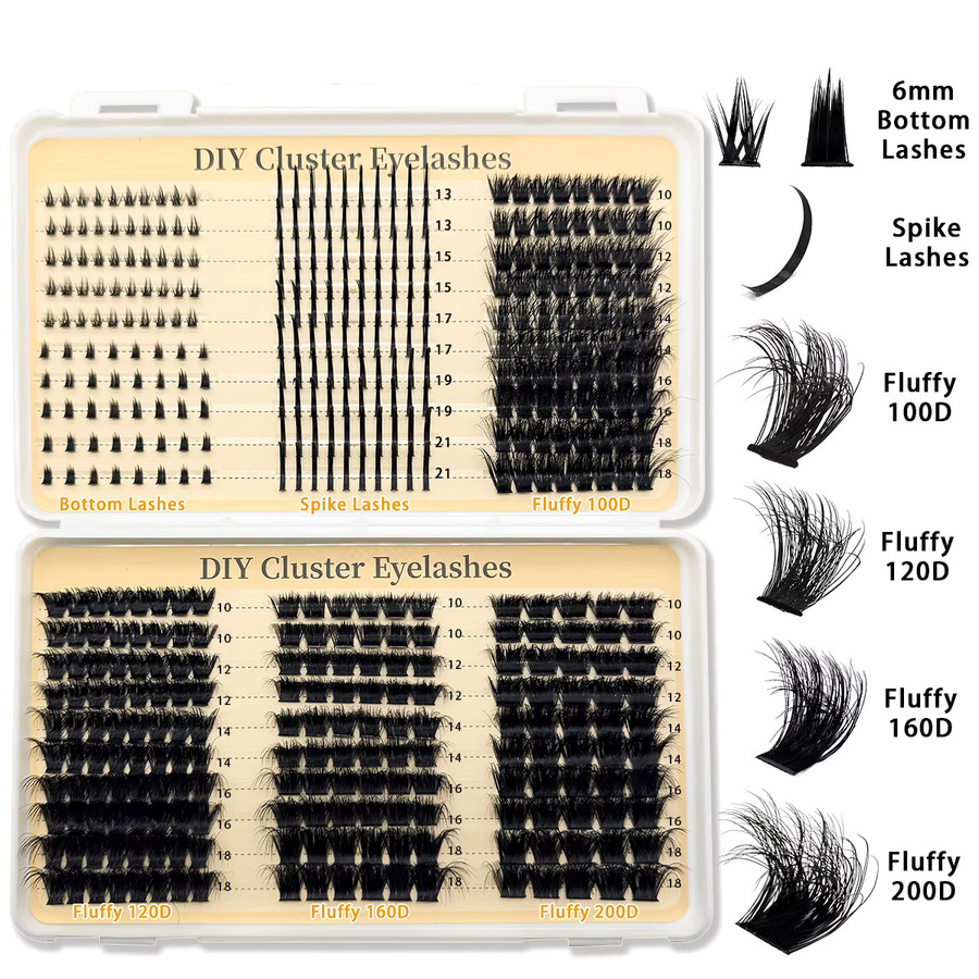 AMSDCN Wimpern-Bundle, 60D-200D, Spikes Lash, natürlich weich - Bild 4