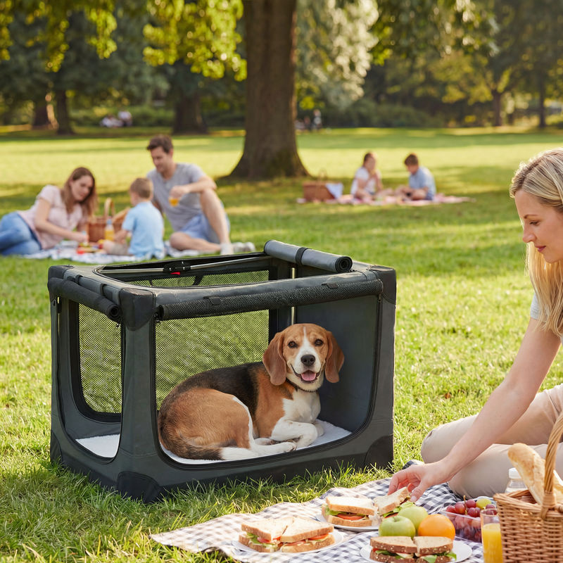 PawHut Hundebox faltbar aus 600D Oxford-Gewebe mit Kissen und abnehmbarem Bezug, Armeegrün, für Hunde und Katzen bis 31kg - Bild 2