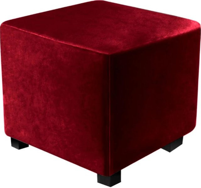 Yiran Furniture Ottoman-Bezug aus elastischem Samt in Rot für quadratische Hocker und Sofafußstützen - Bild 1