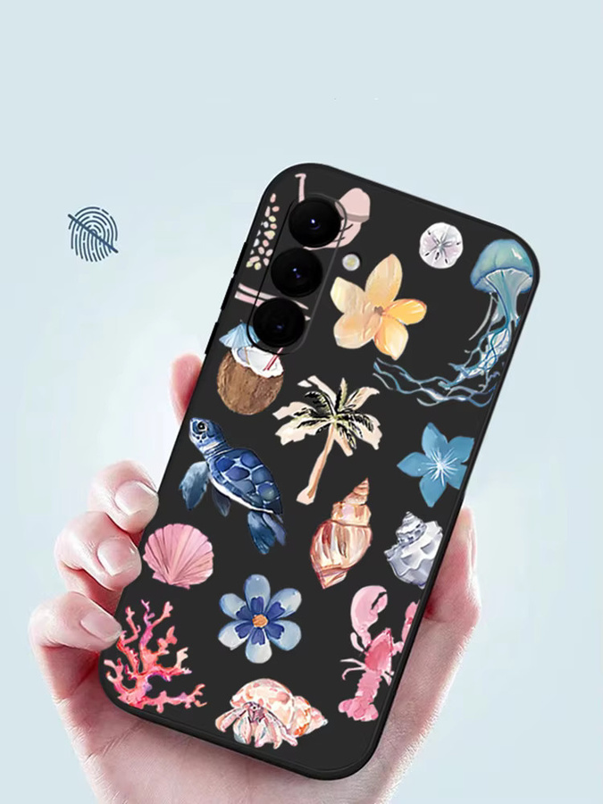 Ocean Life Theme Soft Cover Handyhülle für Samsung Galaxy S25 S24 S23 S22 Ultra Plus FE A56 A17 A16 A36 A55 A54 A53 A15 in Multicolor, Beige und Weiß - Bild 6