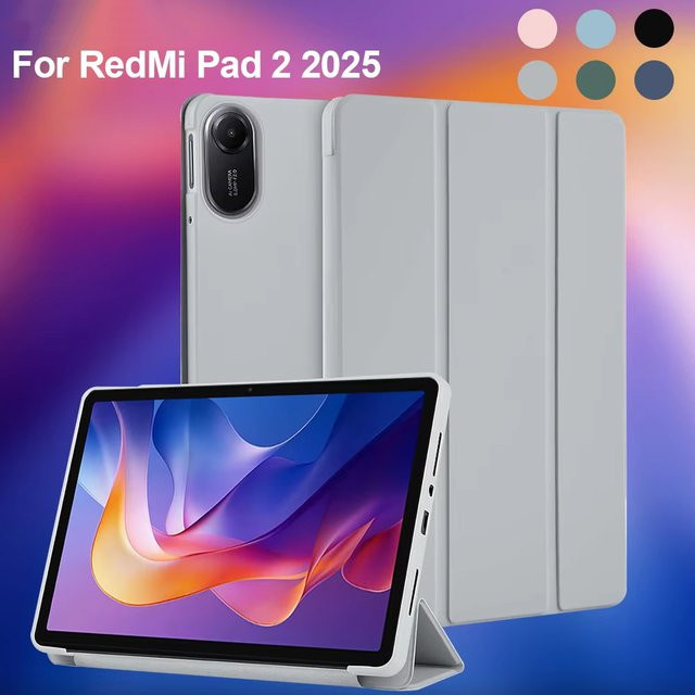 PHYLYN Schutzhülle für Redmi Pad 2 11 Zoll 2025 mit dreifach faltbarem Stand und weicher TPU-Rückseite sowie Auto Aufwach- und Schlaffunktion in Weiß oder Lila - Bild 1