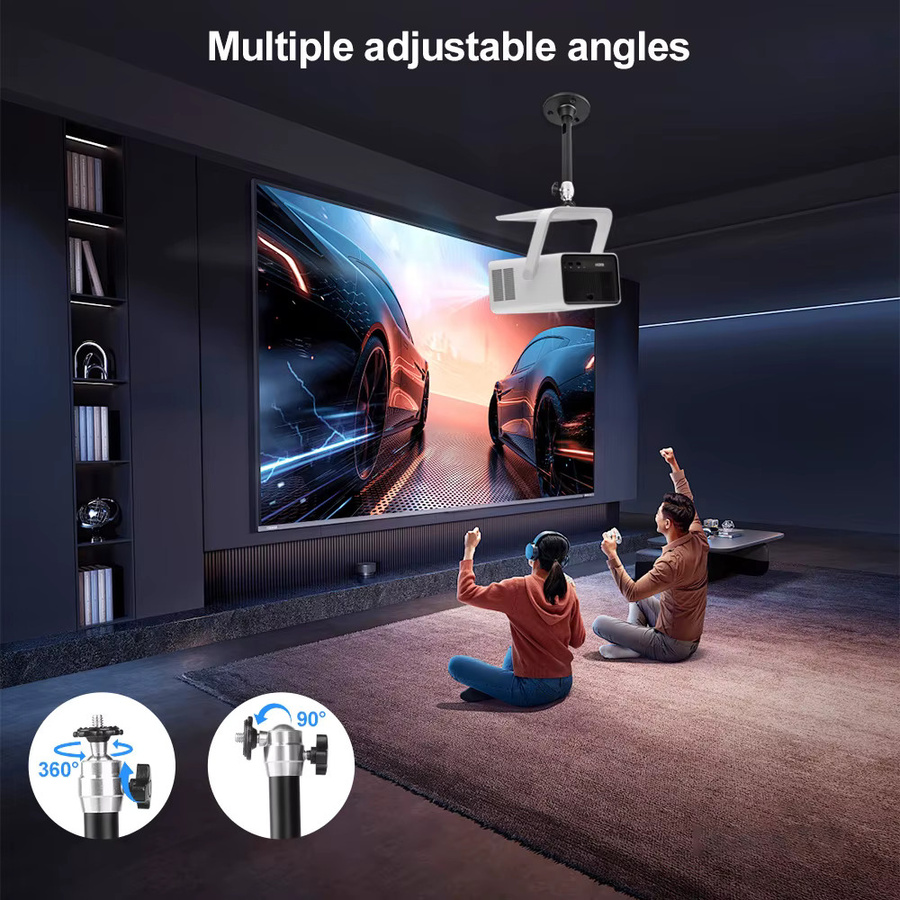 ThundeaL Metall Einbeinstativ für Mini Projektoren wie YG300 HY300 Pro TDA6W, Wand- und Deckenhalterung mit 1/4 Zoll Aufhänger, Schwarz - Bild 2
