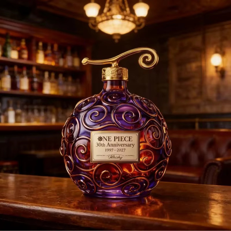 Bandai One Piece 30. Jubiläum Sammler-Edition Whiskykaraffe aus Borosilikatglas in Transparent und Lila, 14,0 l - Bild 3