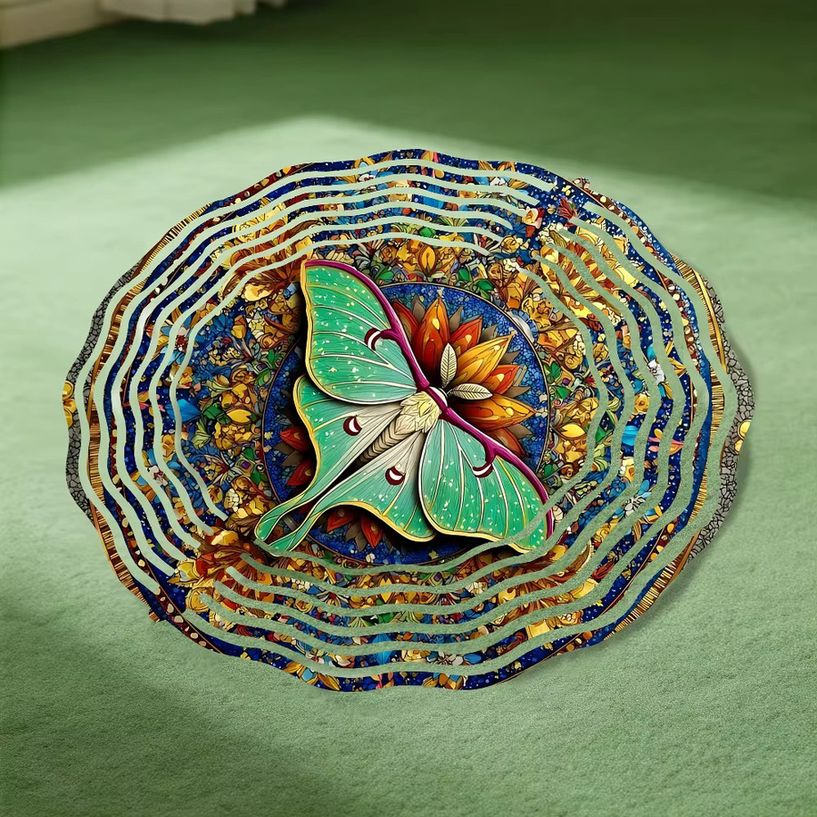 CIFBUY Motten-Mandala Windspiel in Hellgrau als Boho Gartenkunst zum Aufhängen - Bild 3