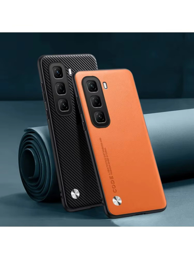EUCAGR Stoßfeste Silikon Handyhülle aus PU-Leder für Infinix Hot 50 40 Pro Plus 50i 40i 4G in Rot und Orange - Bild 2
