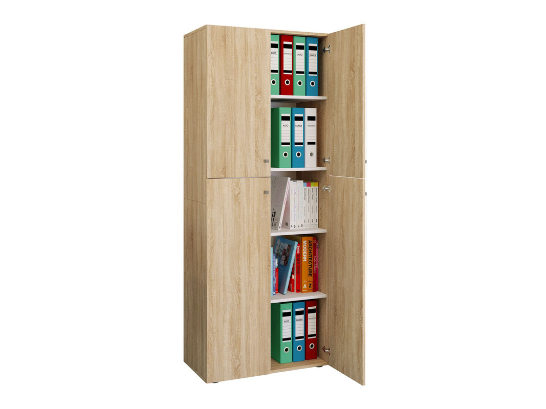 VCM Büroschrank Lona in Eiche Sonoma mit Drehtüren und höhenverstellbaren Fachböden, B: 70 cm, T: 40 cm, H: 183 cm - Bild 2
