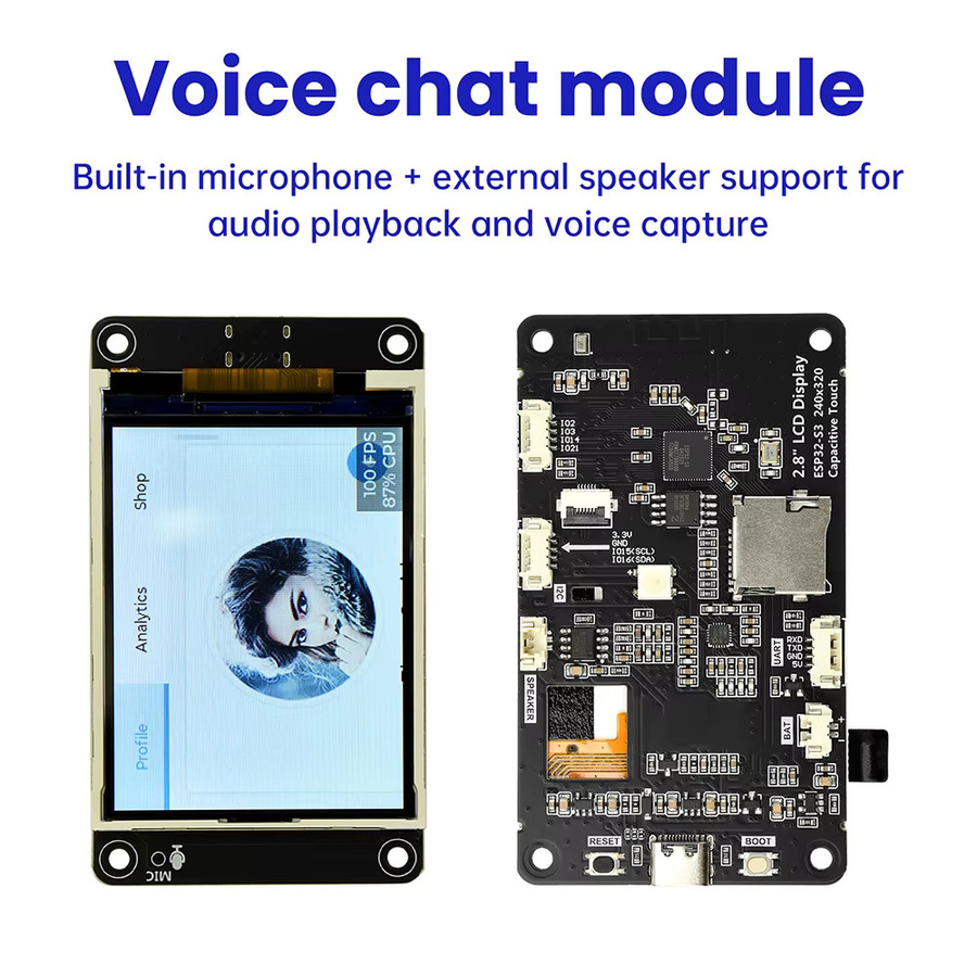 Diymore ESP32-S3 Entwicklungsboard mit 2,8 Zoll TFT-Touchscreen, Wifi und Bluetooth, USB-C, Schwarz - Bild 2