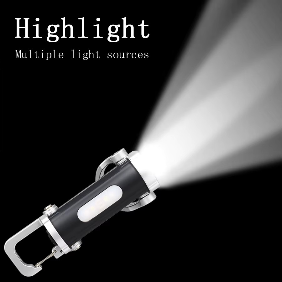 Heinast LED COB Schlüsselanhänger Taschenlampe mit Haken, wiederaufladbare Notfall-Arbeitslampe in Schwarz - Bild 3