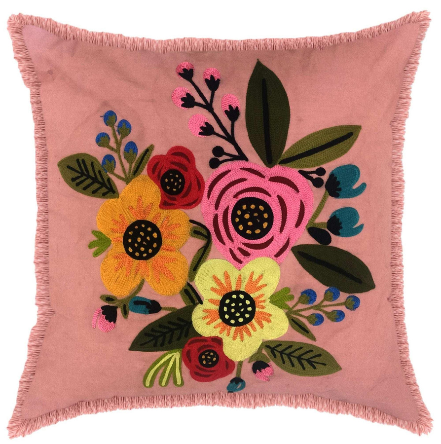 House of Nature Kissen Bloom Fiesta mit floralem Blumenmuster, B/B/H: 45 x 45 x 45 cm, mehrfarbig (gelb, pink, rot, blau) - Bild 1