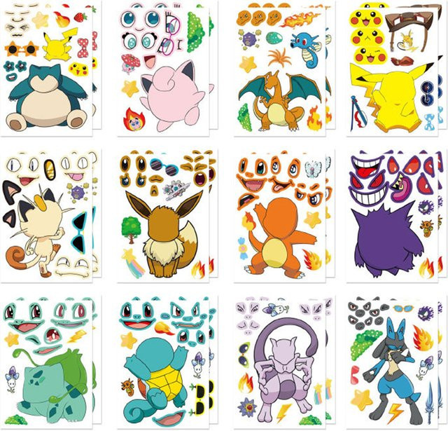 TAKARA TOMY Pokémon Pikachu Eevee Puzzle-Aufkleber, 6/12 Blatt - Bild 1