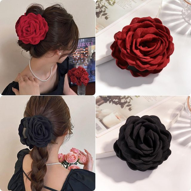 Haarklammern Rose Blume, Baumwollstoff, Damen, Rd lala - Bild 1