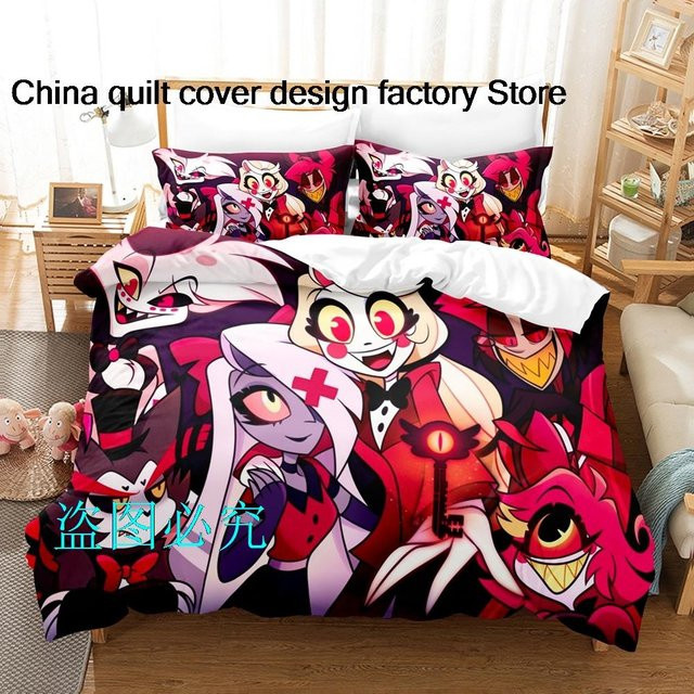 Hazbin Hotel Bettwäsche-Set mit 3D-Anime-Design für Erwachsene und Kinder, Bettbezug und Laken, B/H: 140 x 210 cm - Bild 1