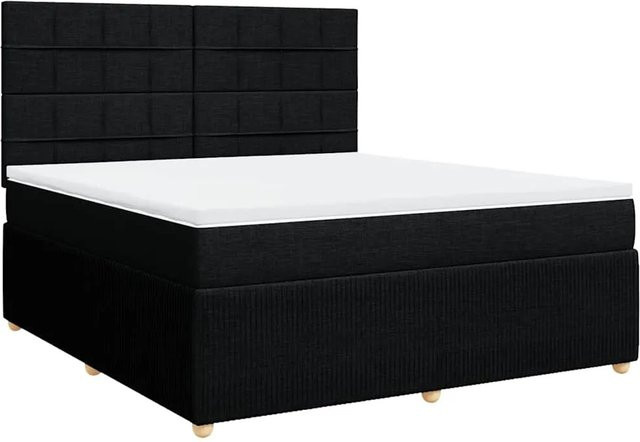 vidaXL Boxspringbett mit Matratze Schwarz B/T/H: 180 x 200 x 150,5 cm, Hybrid-Modell mit USB-Ladeport und Unterbettbeleuchtung - Bild 1