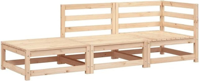 vidaXL Gartensofa L-Form aus Massivholz Kiefer mit passendem Hocker in Braun - Bild 1
