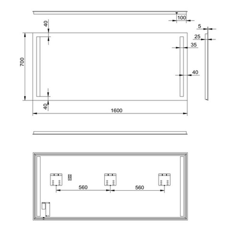 TALOS LED-Badspiegel in Silver mit Aluminiumrahmen, B: 160 cm, H: 70 cm - Bild 3