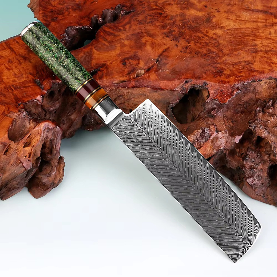 Xituo Nakiri-Messer aus japanischem Damaststahl mit Reisschalen-Harzgriff, 17,78 cm - Bild 3
