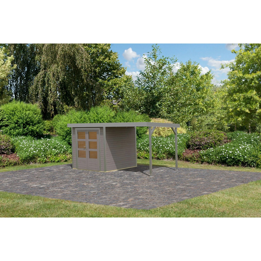 Karibu Gartenhaus Ernesto D mit Anbaudach in Wassergrau/Grau, B/T/H: 208,5 x 209 x 213 cm - Bild 2