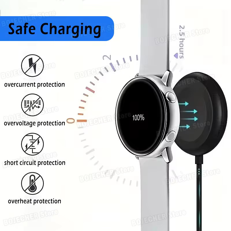 Magnetisches kabelloses Ladegerät für Samsung Galaxy Watch 8/7/6 Classic/5 Pro/4/3/2 Active, Schnellladestation mit USB-C Anschluss, Schwarz - Bild 3