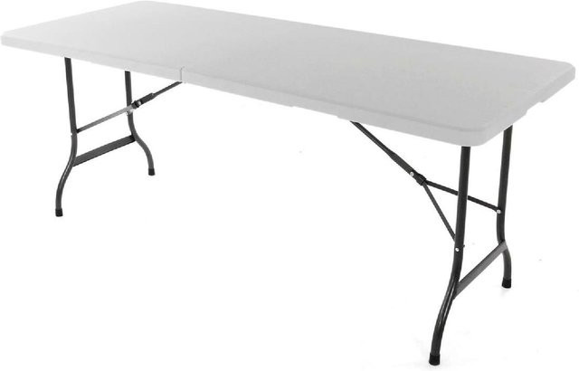 VCM Klapptisch in Weiß als Campingtisch, Partytisch und Gartentisch mit Kunststoffplatte und Metallgestell, B/T/H: 180 x 74 x 72 cm - Bild 1